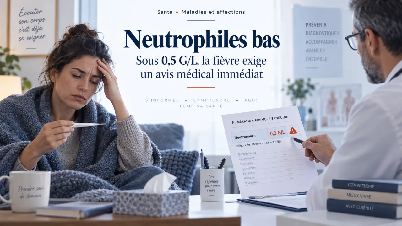 Neutrophiles bas : sous 0,5 G/L, la fièvre exige un avis médical immédiat