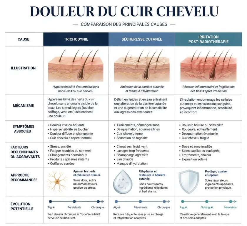 Causes de douleur du cuir chevelu et inconfort lié aux traitements