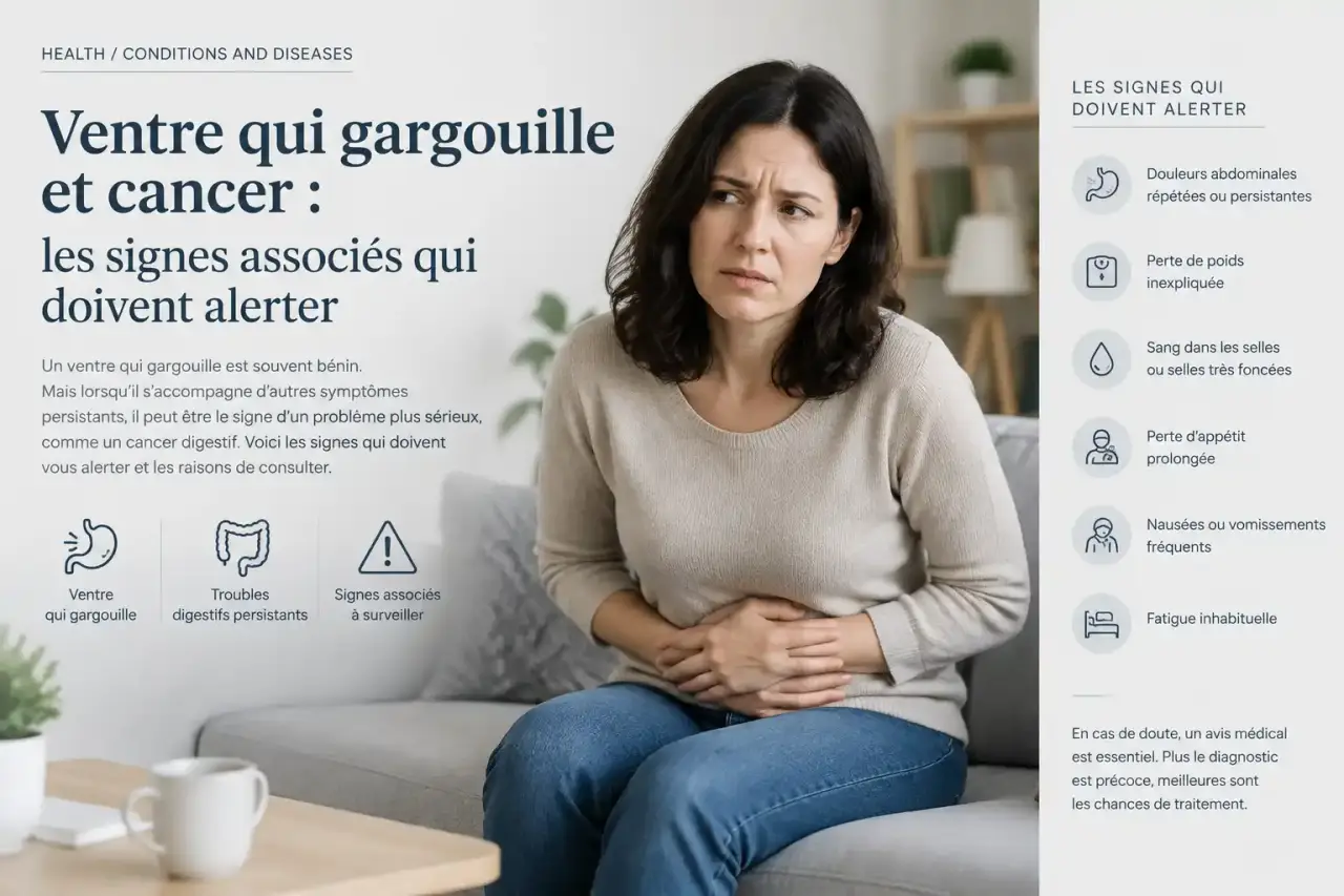 Ventre qui gargouille et cancer : les signes associés qui doivent alerter